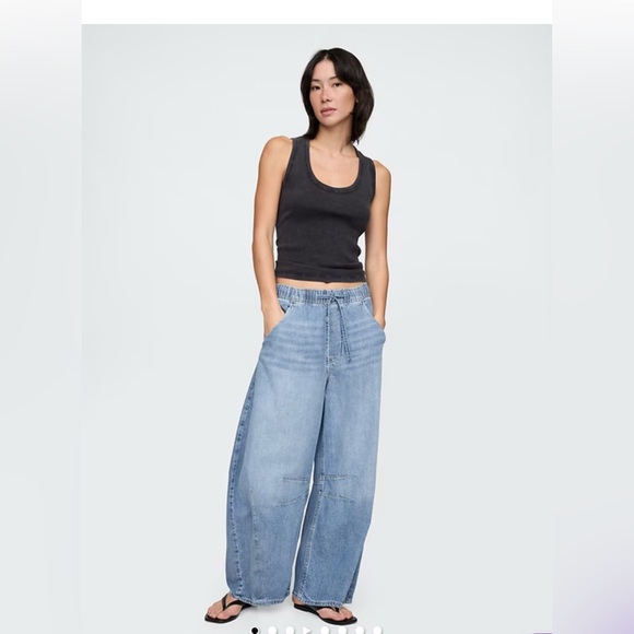 Current Gap mid rise ultrasoft easy pull on horseshoe jeans in medium wash - Picture 4 of 5